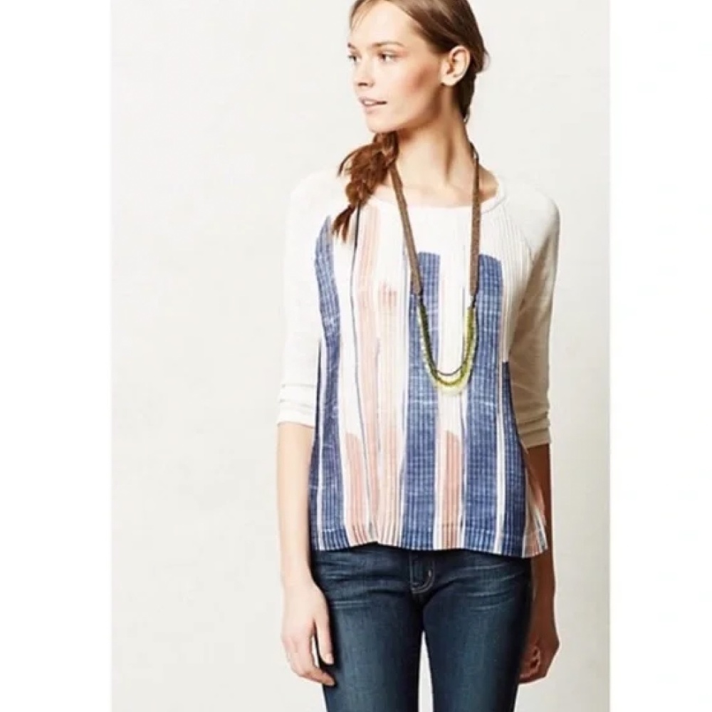 anthropologie one september brushstroke watercolor pleated sweater